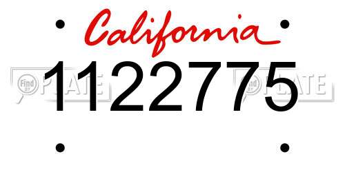 1122775 California License Plate