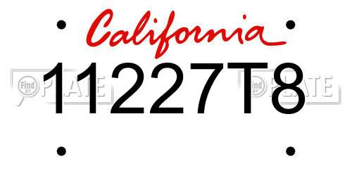 11227T8 California License Plate