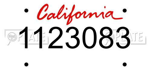 1123083 California License Plate