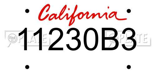 11230B3 California License Plate