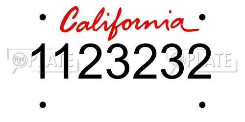 1123232 California License Plate