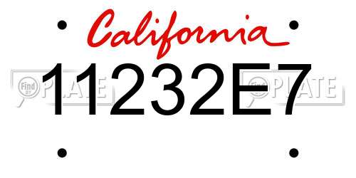 11232E7 California License Plate