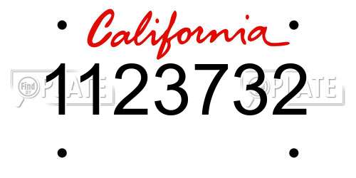1123732 California License Plate