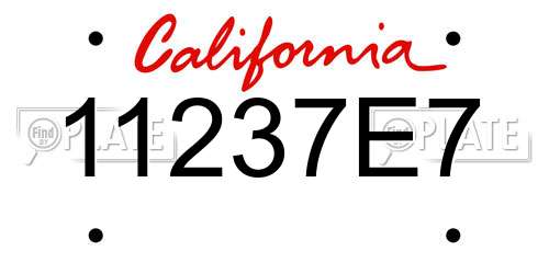 11237E7 California License Plate