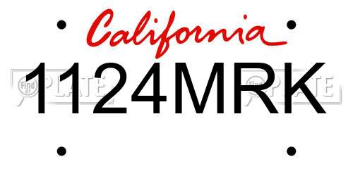 1124MRK California License Plate