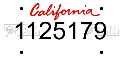1125179 California License Plate