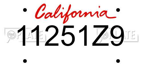 11251Z9 California License Plate