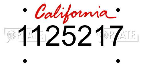 1125217 California License Plate