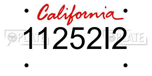11252I2 California License Plate