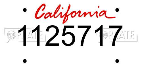 1125717 California License Plate