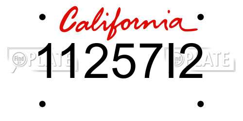 11257I2 California License Plate