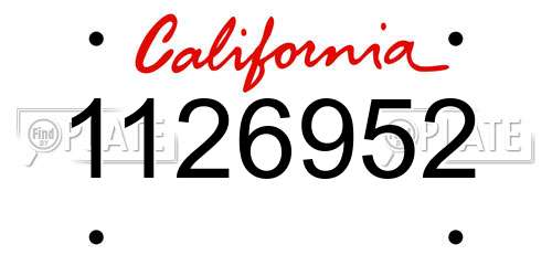 1126952 California License Plate