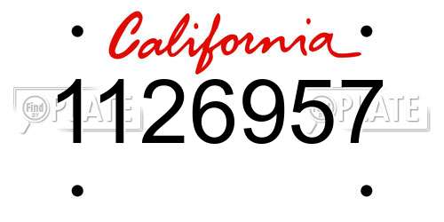1126957 California License Plate