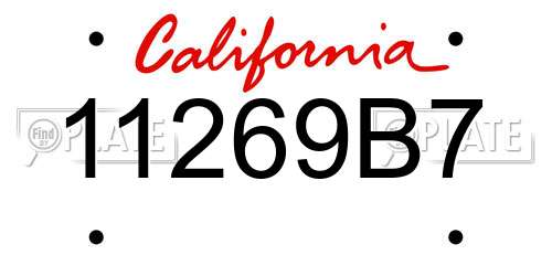 11269B7 California License Plate