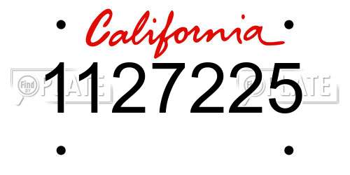 1127225 California License Plate