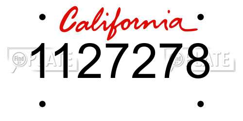 1127278 California License Plate