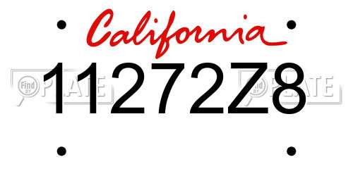 11272Z8 California License Plate