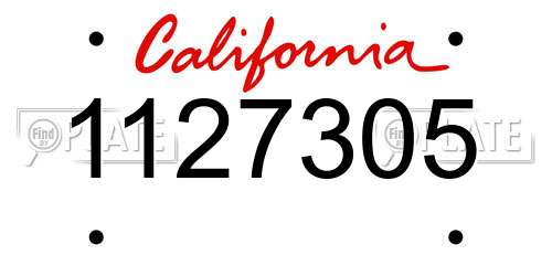 1127305 California License Plate