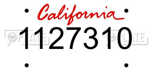 1127310 California License Plate