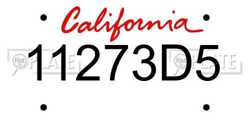 11273D5 California License Plate