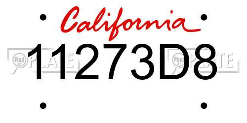 11273D8 California License Plate
