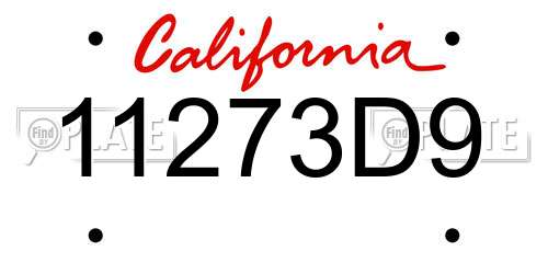 11273D9 California License Plate