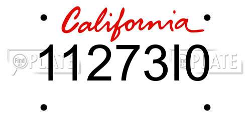 11273I0 California License Plate