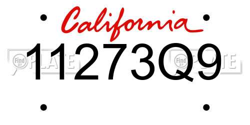 11273Q9 California License Plate