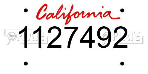1127492 California License Plate