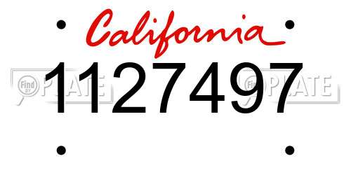 1127497 California License Plate