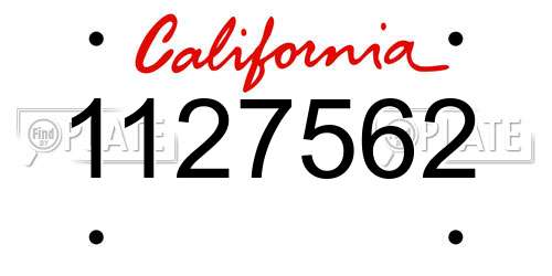 1127562 California License Plate