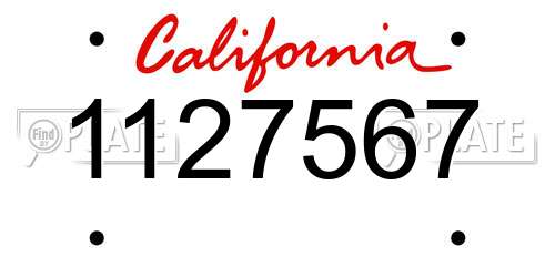 1127567 California License Plate