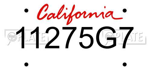 11275G7 California License Plate