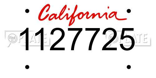 1127725 California License Plate