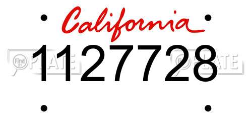 1127728 California License Plate