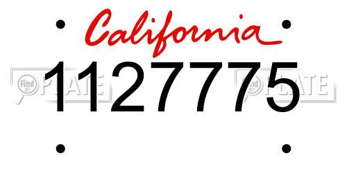 1127775 California License Plate