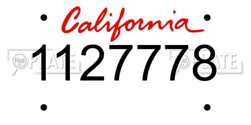 1127778 California License Plate