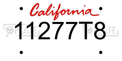 11277T8 California License Plate
