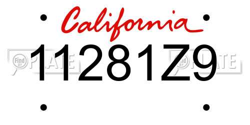 11281Z9 California License Plate