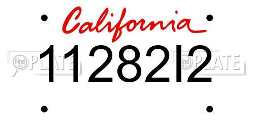 11282I2 California License Plate