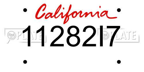 11282I7 California License Plate