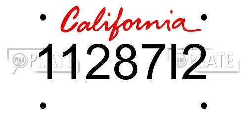 11287I2 California License Plate