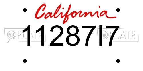 11287I7 California License Plate