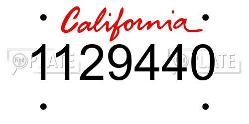 1129440 California License Plate