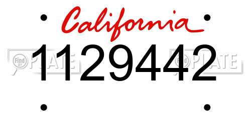 1129442 California License Plate