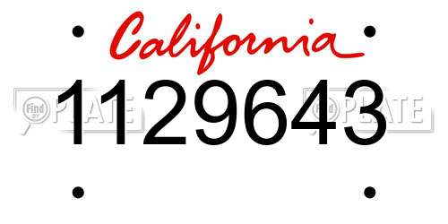 1129643 California License Plate