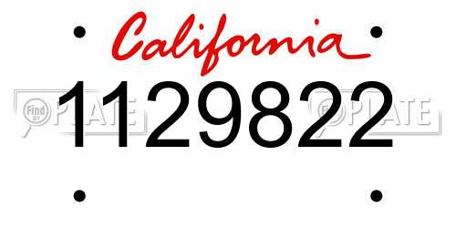 1129822 California License Plate