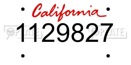1129827 California License Plate