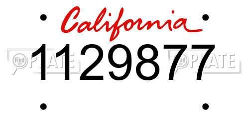 1129877 California License Plate