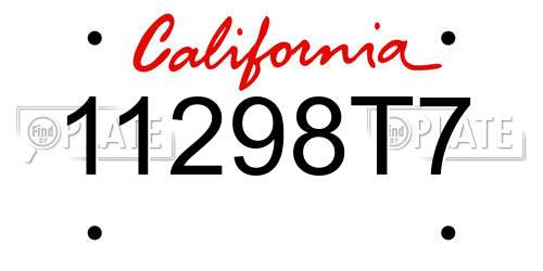 11298T7 California License Plate